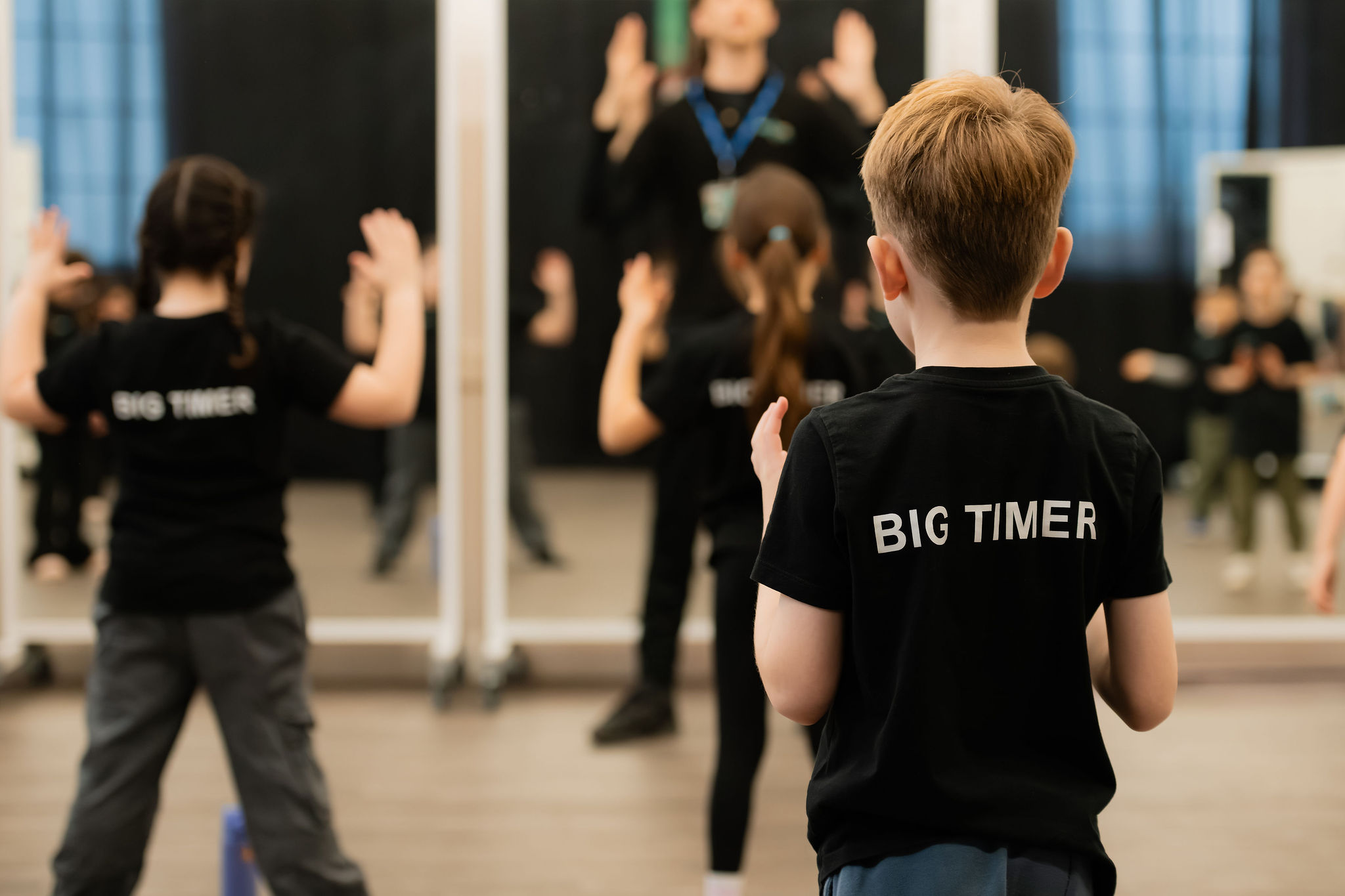 Big Time students in a dance rehearsal class